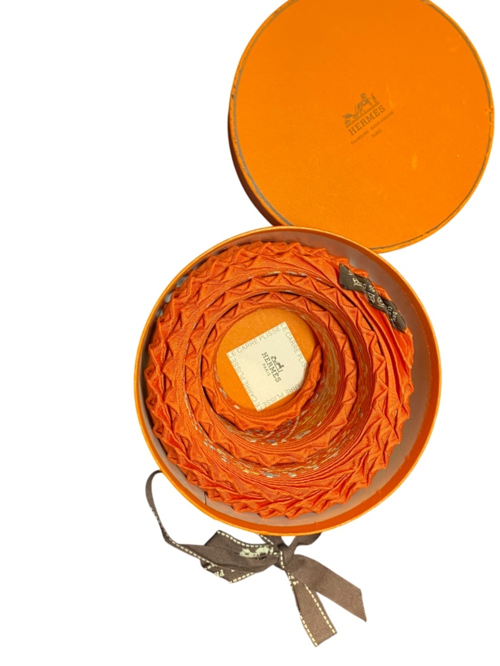 Hermès "La Comédie Italienne" Vintage Silk Carré Plissé Scarf - Orange - NWOT
